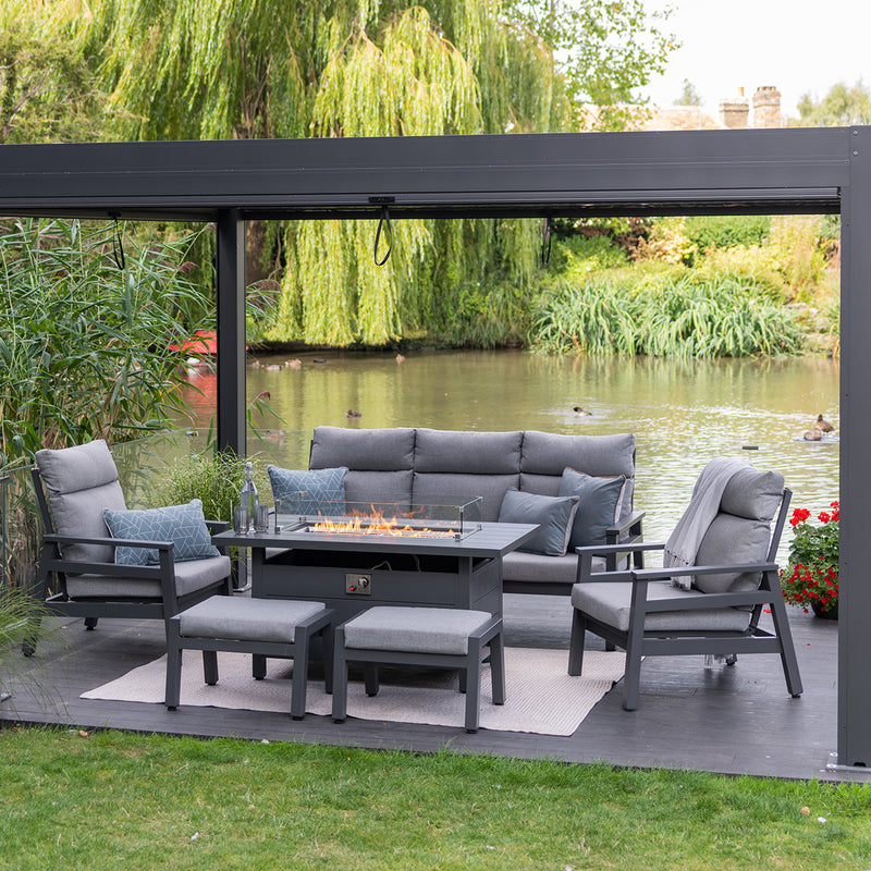 Barcelona Lounge Set with Gas FirepitTtable