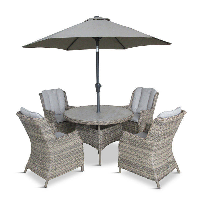Florence 4 Seat Dining Set + Parasol