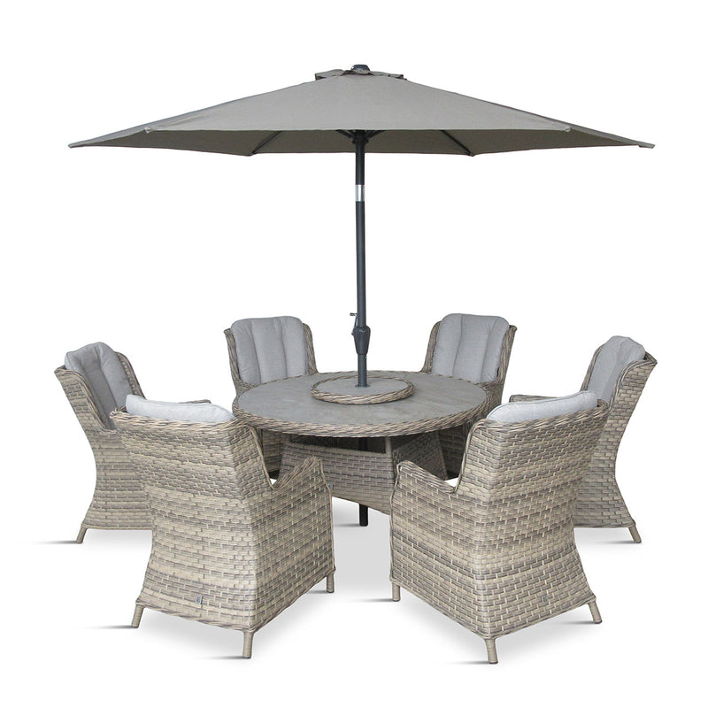 Florence 6 Seat Dining Set + Parasol