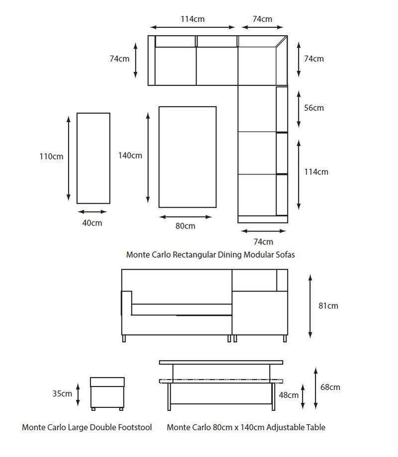 Monte Carlo Sand Rectangle Dining Set