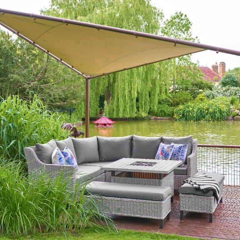 Oslo Large Square Gas Firepit Table Set