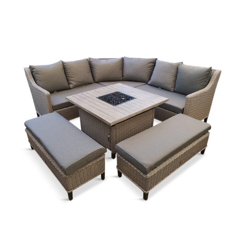 Oslo Large Square Gas Firepit Table Set